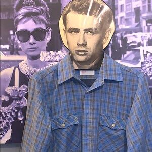 Vintage Kings Road lightweight Blue Plaid Button-Up. Lrg. EUC